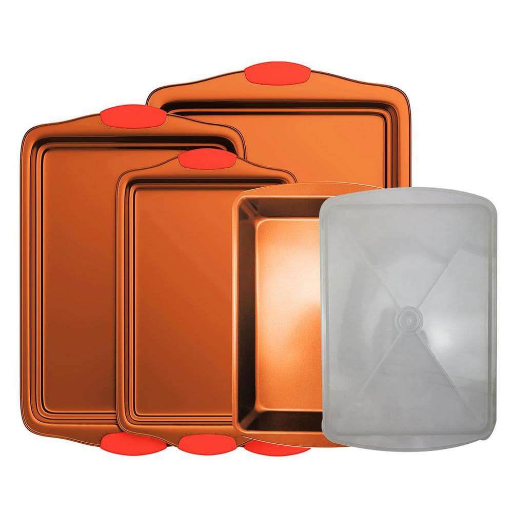 5-Piece Professional Home Kitchen Metal Bake Pan Set Commercial Grade Restaurant Quality, PFOA, PFOS, PTFE Free - Hercitys