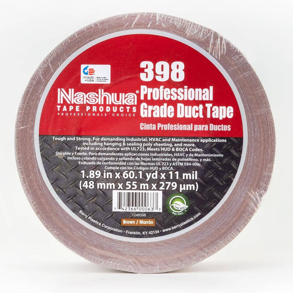 1.89 in. x 60.1 yds. 398 All-Weather Brown HVAC Duct Tape - Hercitys