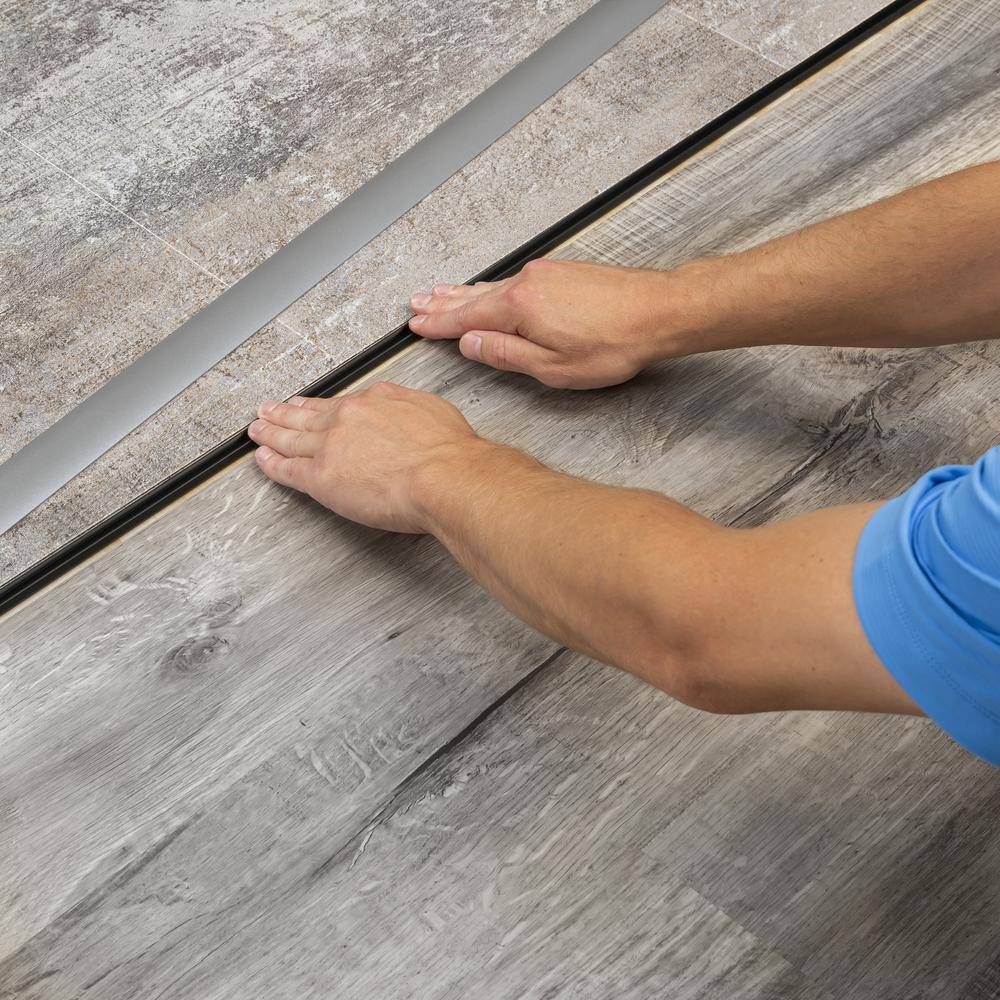 1 3/4 in. x 36 in. Warm Gray Aluminum CINCH T-Molding Transition Strip w/ Snaptrack - Hercitys