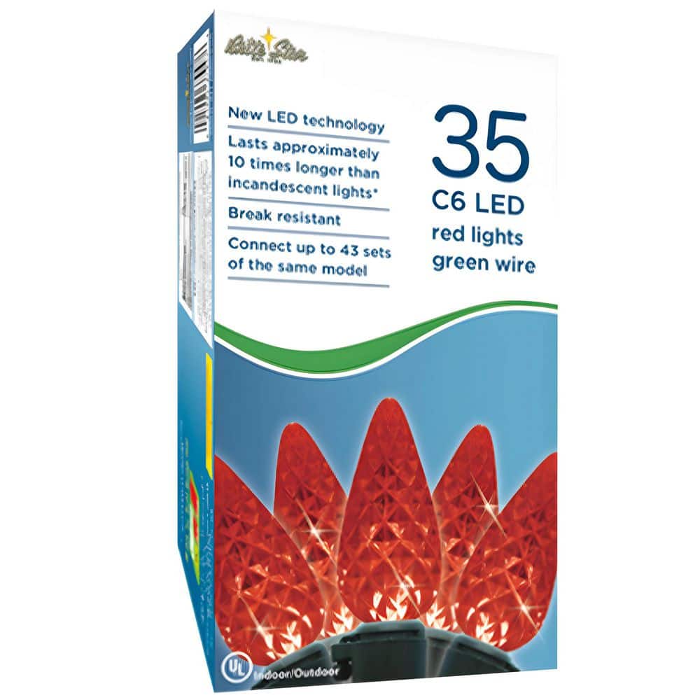 12 ft. 35-Count LED C6 Faceted Red Christmas Lights - Hercitys