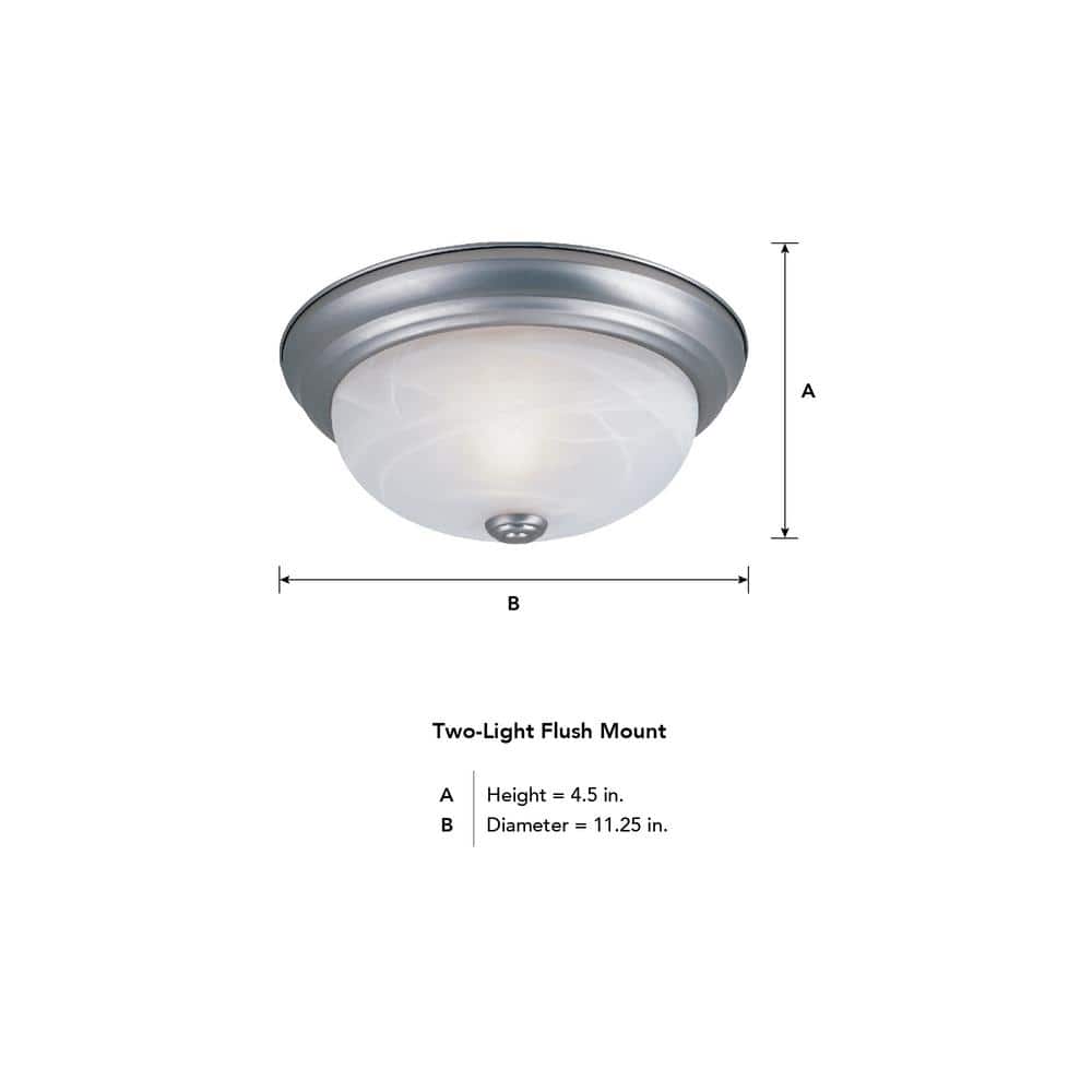 11 in. 2-Light Pewter Ceiling Light Flush Mount - Hercitys