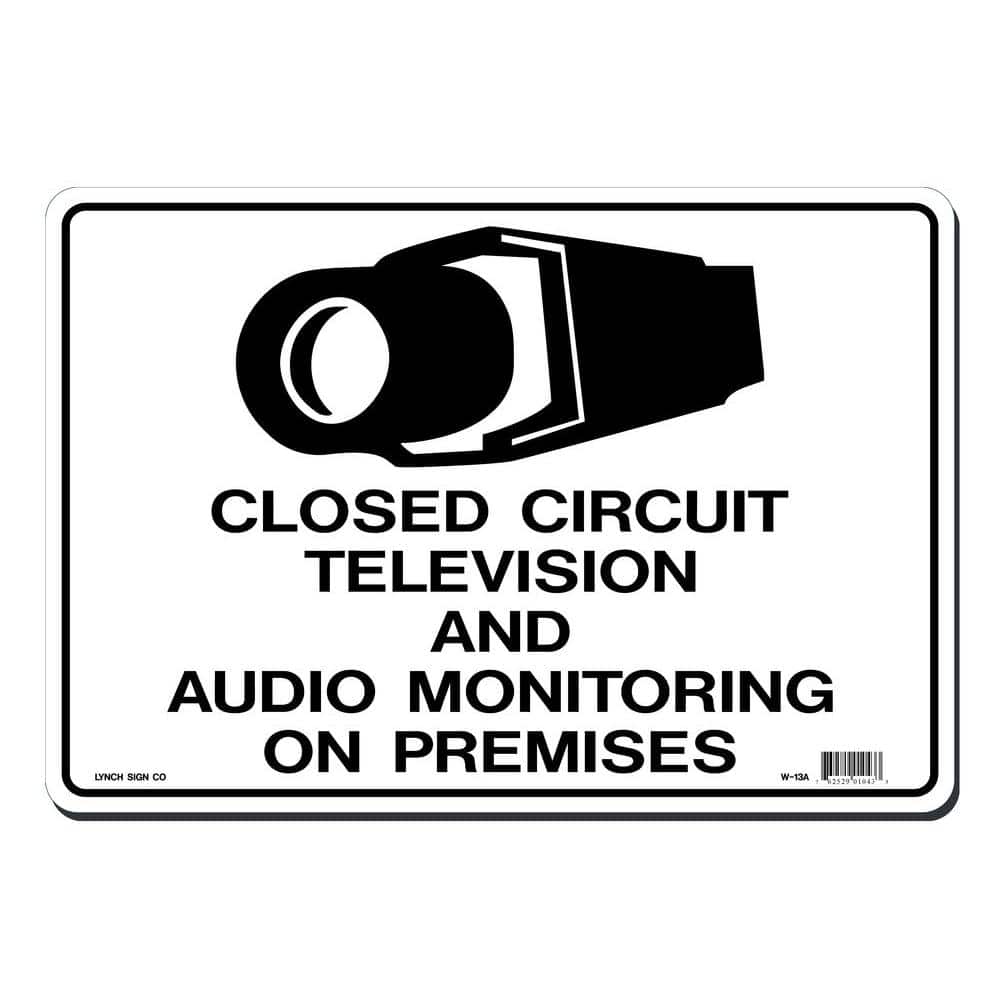 14 in. x 10 in. CCTV and Audio Monitoring Sign Printed on More Durable, Thicker, Longer Lasting Styrene Plastic - Hercitys