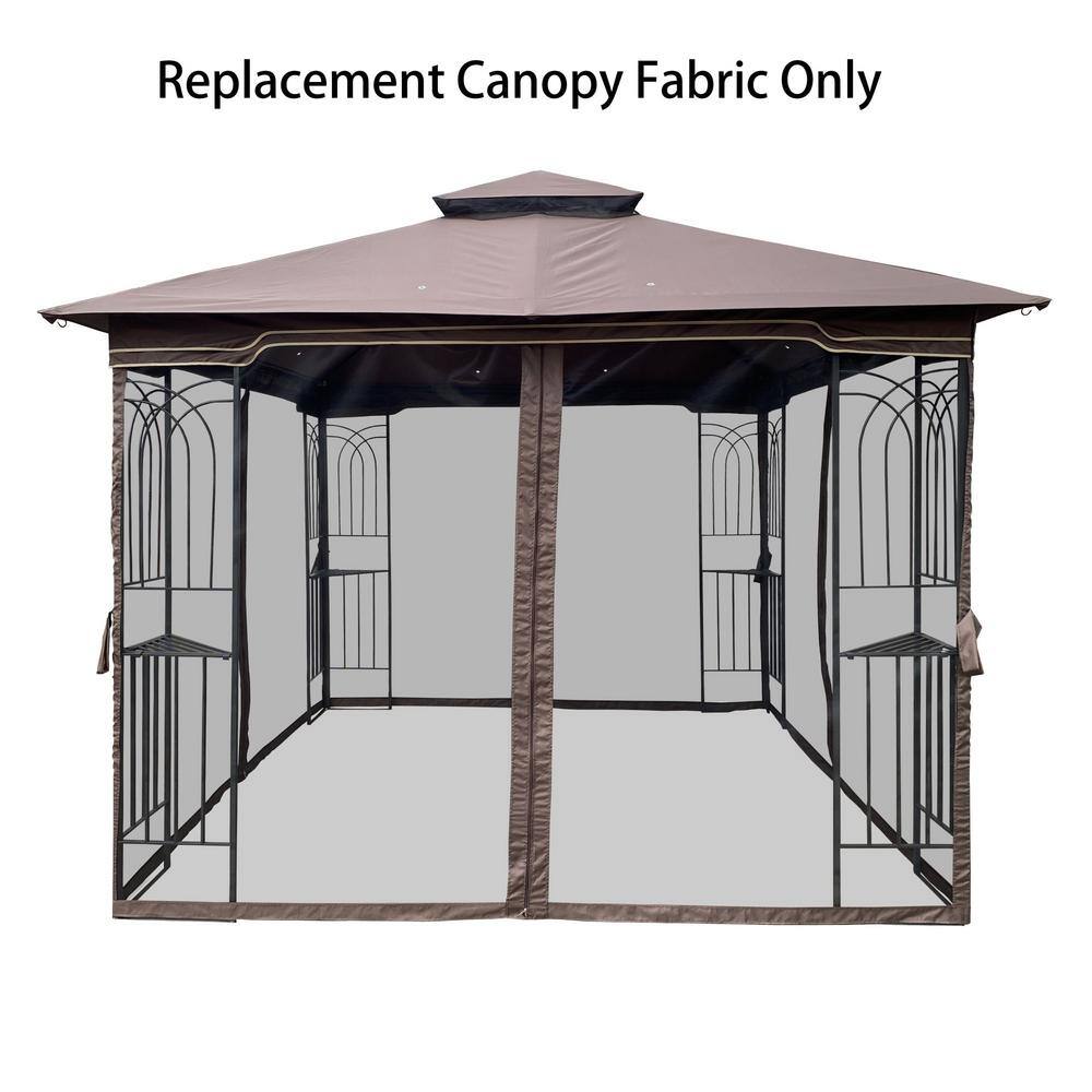 10 ft. x 10 ft. Brown Patio Double Roof Gazebo Replacement Canopy Top Only - Hercitys