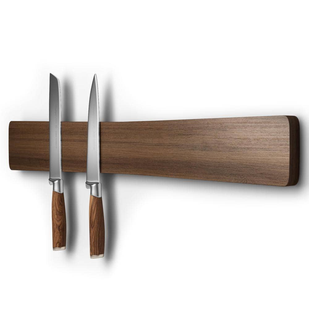 5-Knife 16 in. Dark Brown Acacia Wood Knife Magnetic Strip, Powerful Magnetic Knife Bar, Knife Holder for Kitchen - Hercitys
