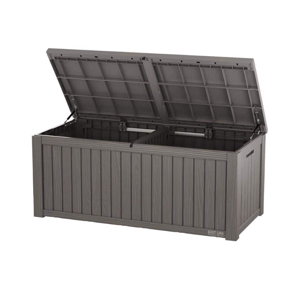 150 Gal. Grey Deck Box Indoor and Outdoor Use, Waterproof and UV Resistant, Lockable With Latch, 880 lbs. Capacity - Hercitys