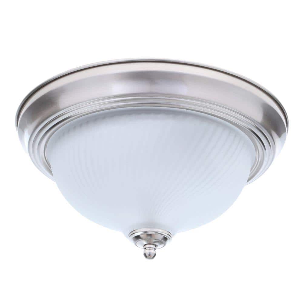 11 in. 2-Light Brushed Nickel Flush Mount (8-Pack) - Hercitys