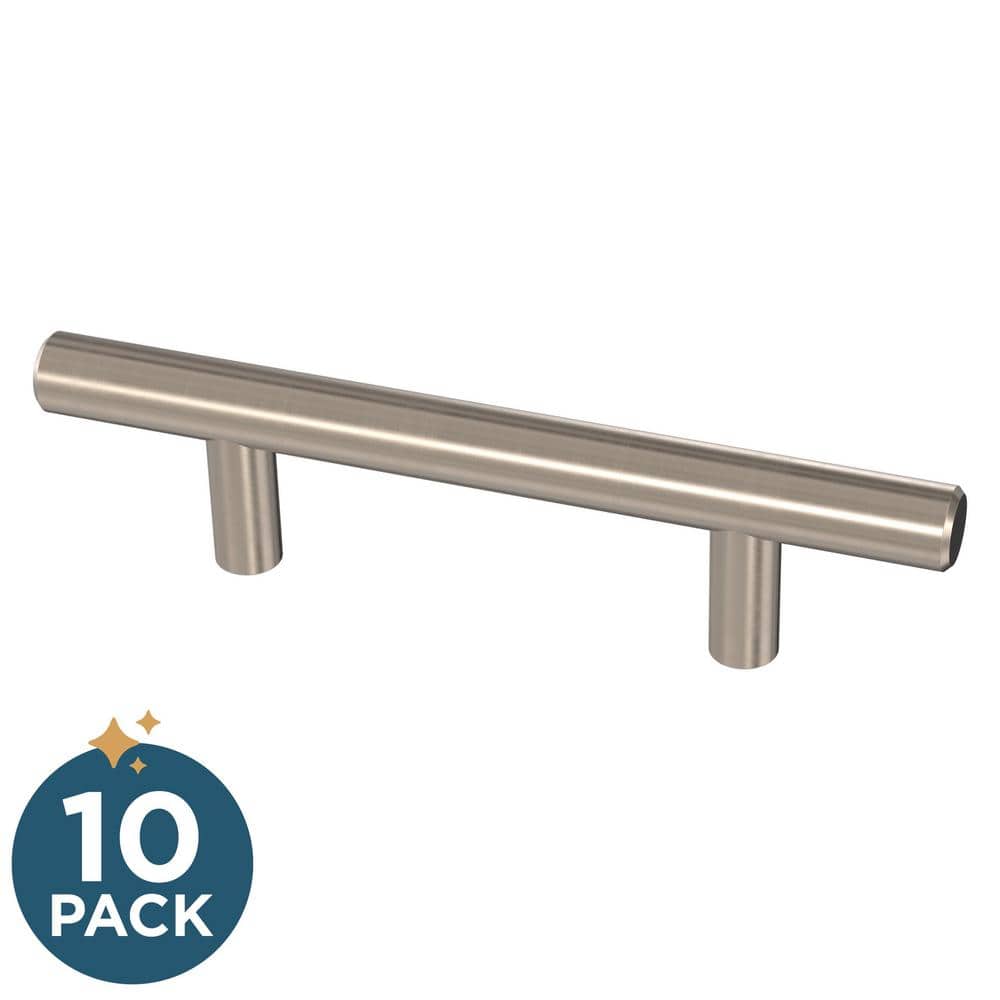 10-Pack Solid Bar 3 in. (76 mm) Modern Cabinet Drawer Pulls in Stainless Steel - Hercitys