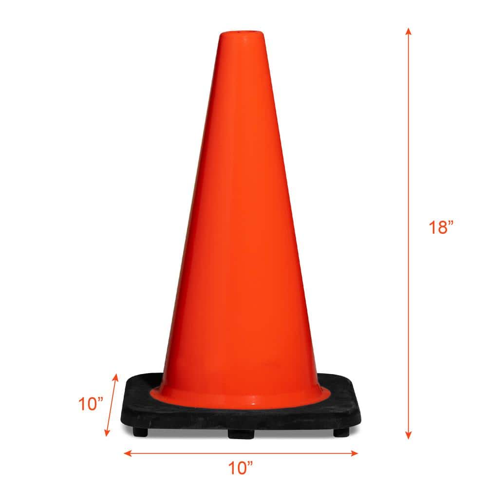 18 in. Orange PVC Non Reflective Traffic Safety Cone - Hercitys