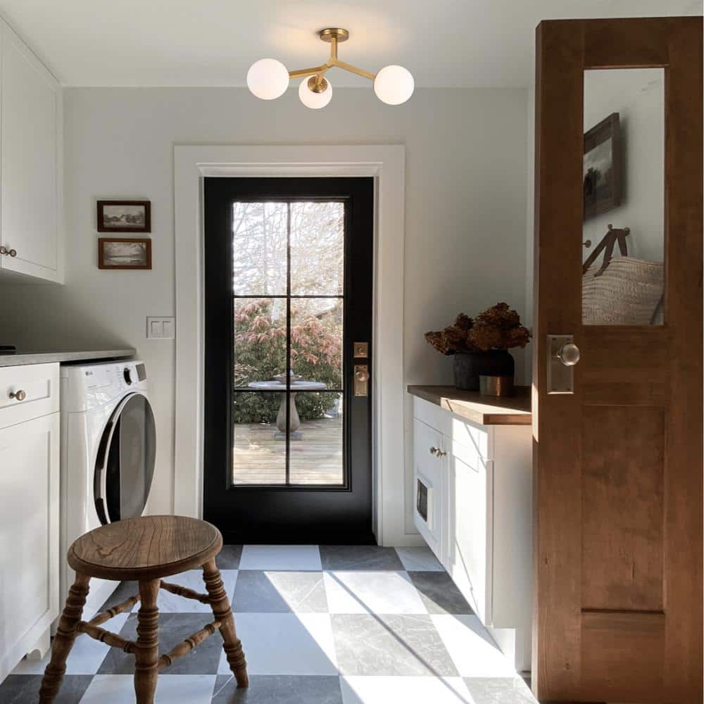 23.6 in. 3-Light Lueck Contemporary Gold Sputnik Semi-Flush Mount with White Opal Glass - Hercitys