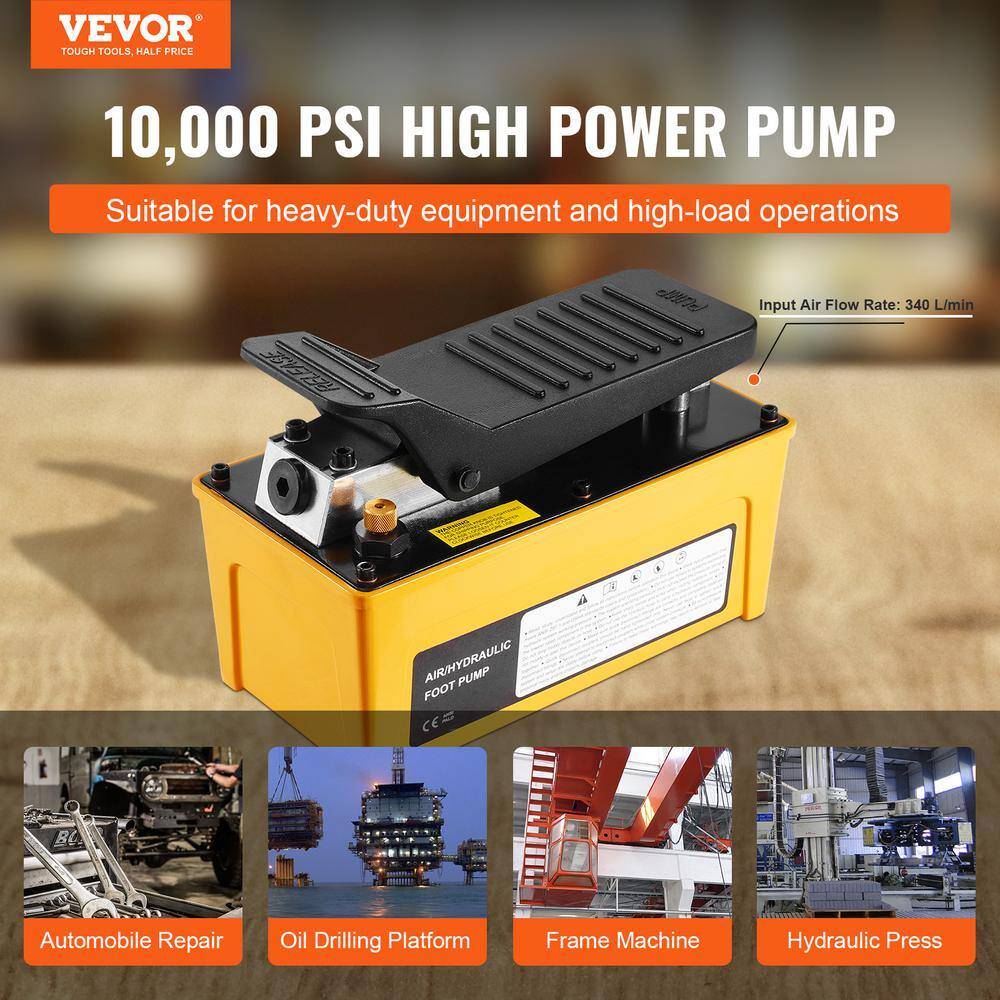 10000 psi Air Hydraulic Pump 0.42 Gal. Reservoir Aluminum Shell Air Actuated Treadle Foot Pump for Hydraulic Press - Hercitys