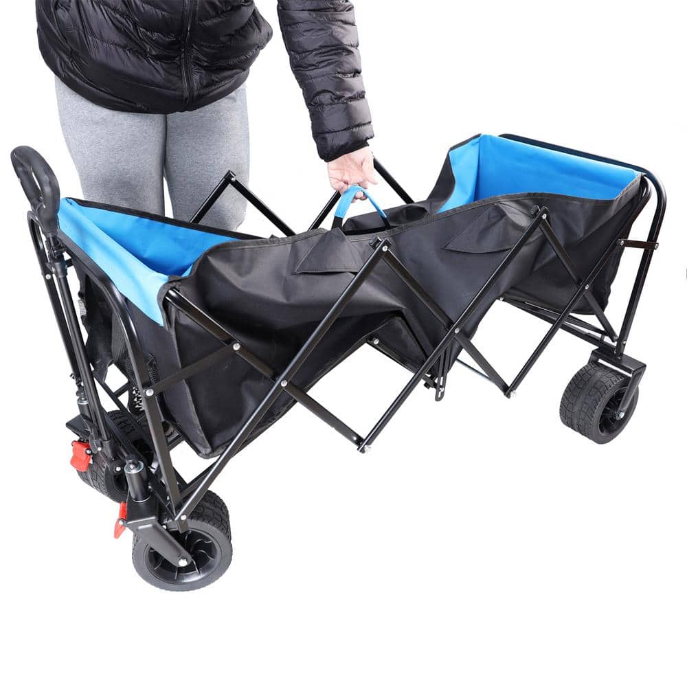 11 cu. ft. Metal Garden Cart, Black and Blue - Hercitys