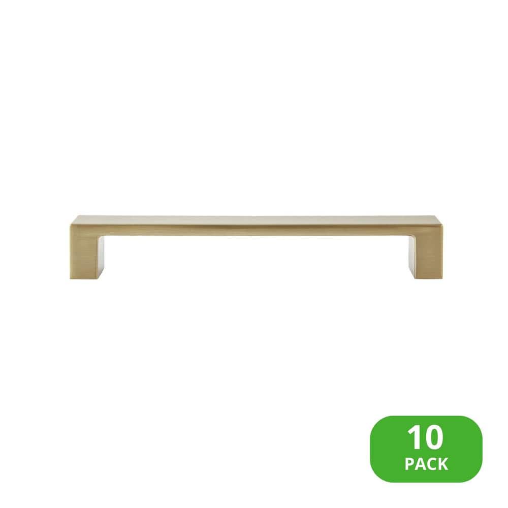 10-Pack Redmond 5-1/4 in. (133 mm) Center-to-Center Modern Satin Brass Bar Drawer Pull - Hercitys