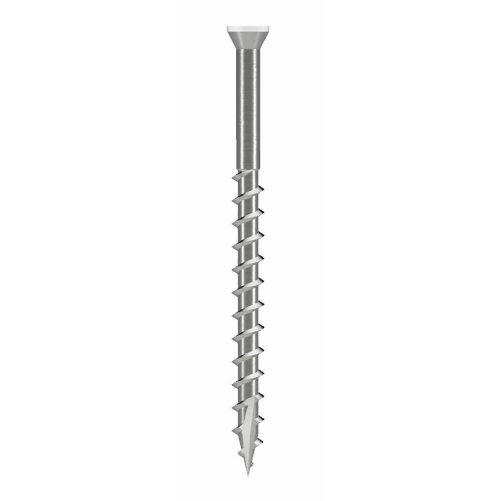 #8 x 2-1/2 in. T-15 6-Lobe, Trim Head, Type 316 Stainless Steel Wood Screw, White (50-Pack) - Hercitys