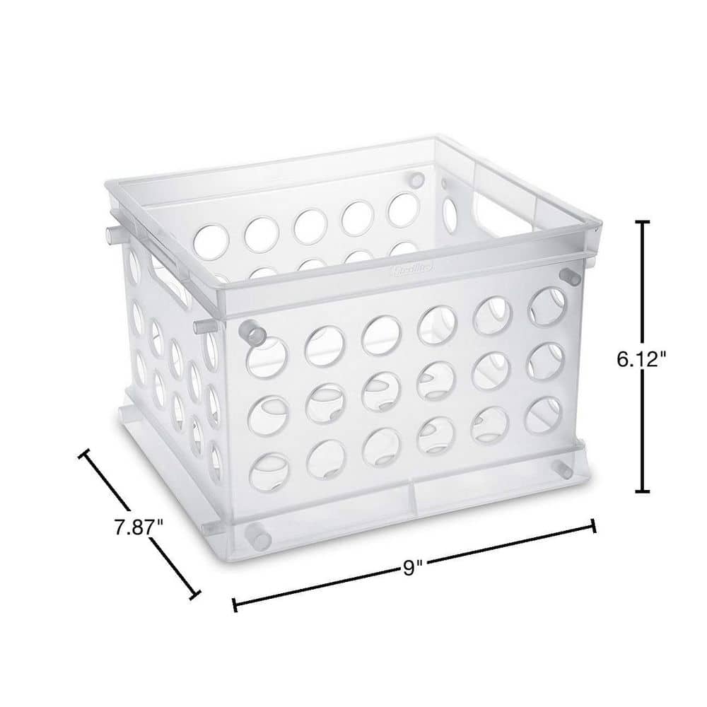 0.2 Gal. Convenient Mini Square Small Storage Organizing Crate in Clear (12-Pack) - Hercitys