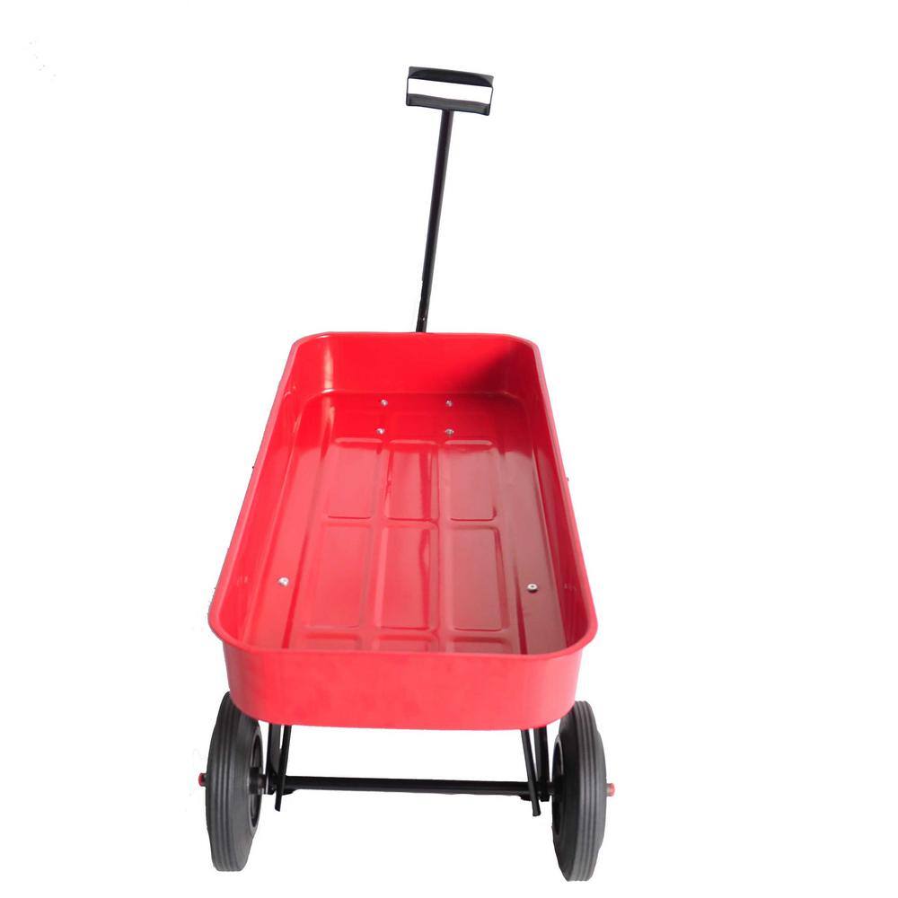 1.1 cu. ft. Metal Red Garden Cart with Solid Wheels and Adjusted handle - Hercitys