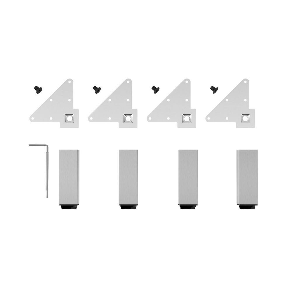 (4-Pack) 5 15/16 in. (150 mm) Stainless Steel Metal Square Furniture Leg with Leveling Glide - Hercitys