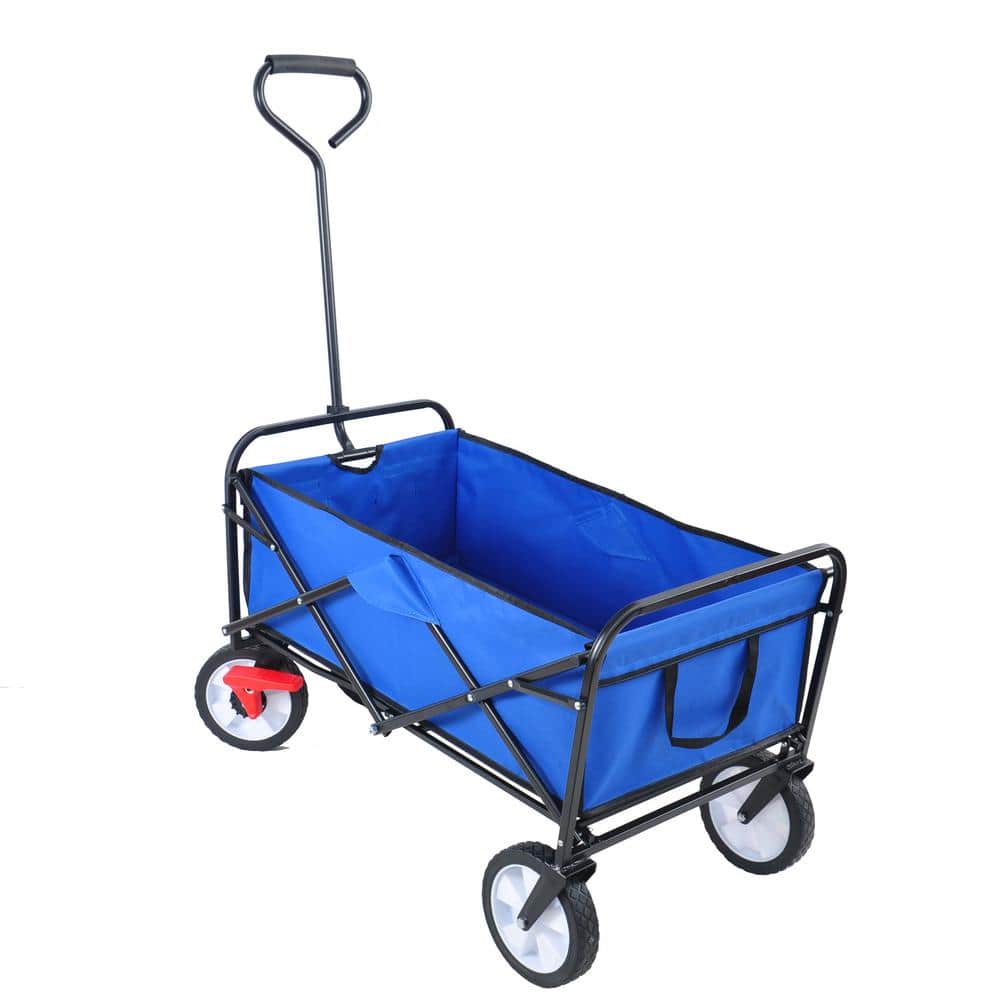 3.6 cu. ft. Foldable Portable Multi-Function Metal Outdoor Garden Cart in Blue - Hercitys