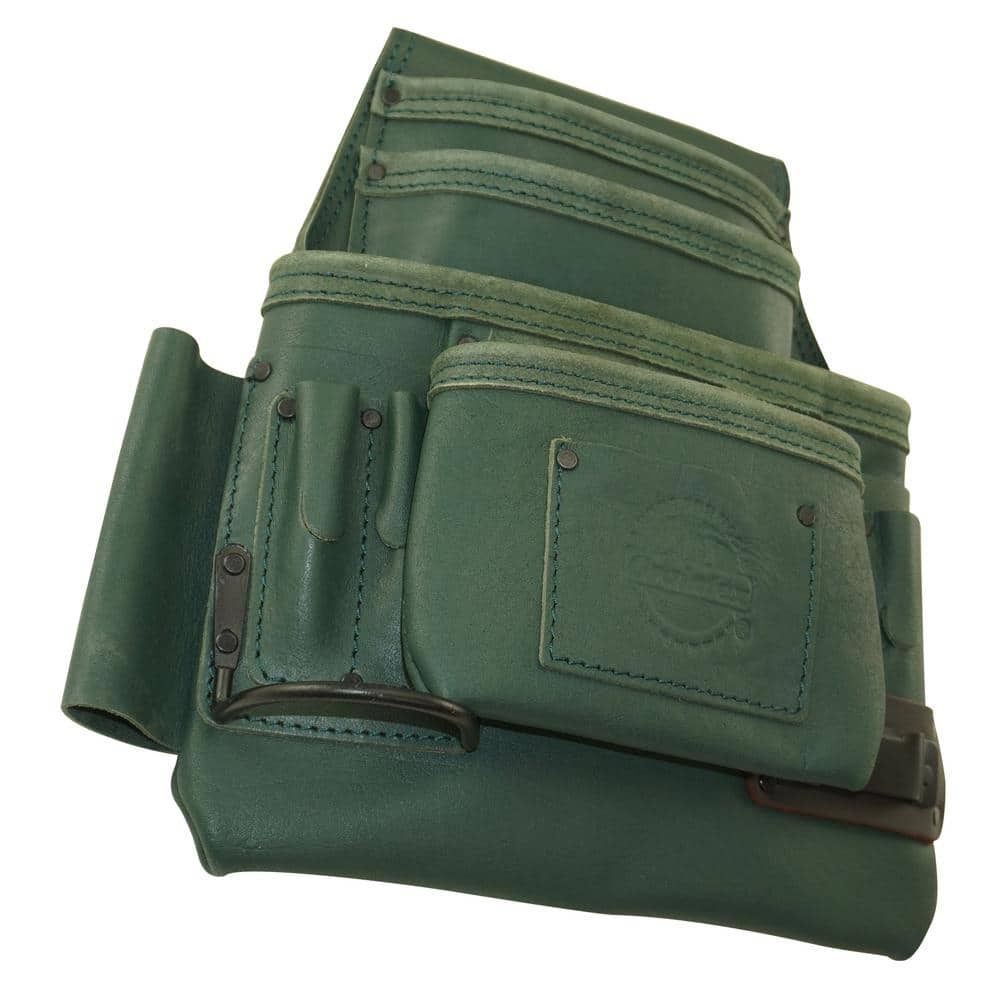 10-Pocket Leather Top Grain Nail and Tool Pouch - Hercitys