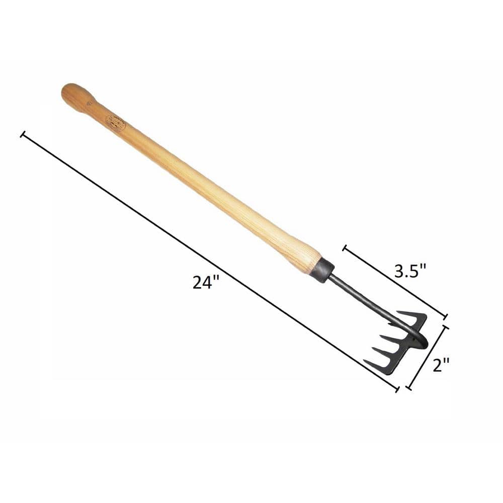 22 in. L Handle 24 in. L Drop Grip 5-Tine Hand Rake- Cultivator - Hercitys