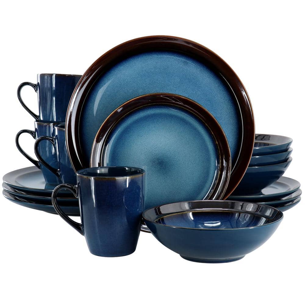 16-Piece Priya Reactive Glaze Stoneware Dinnerware Set in Blue - Hercitys