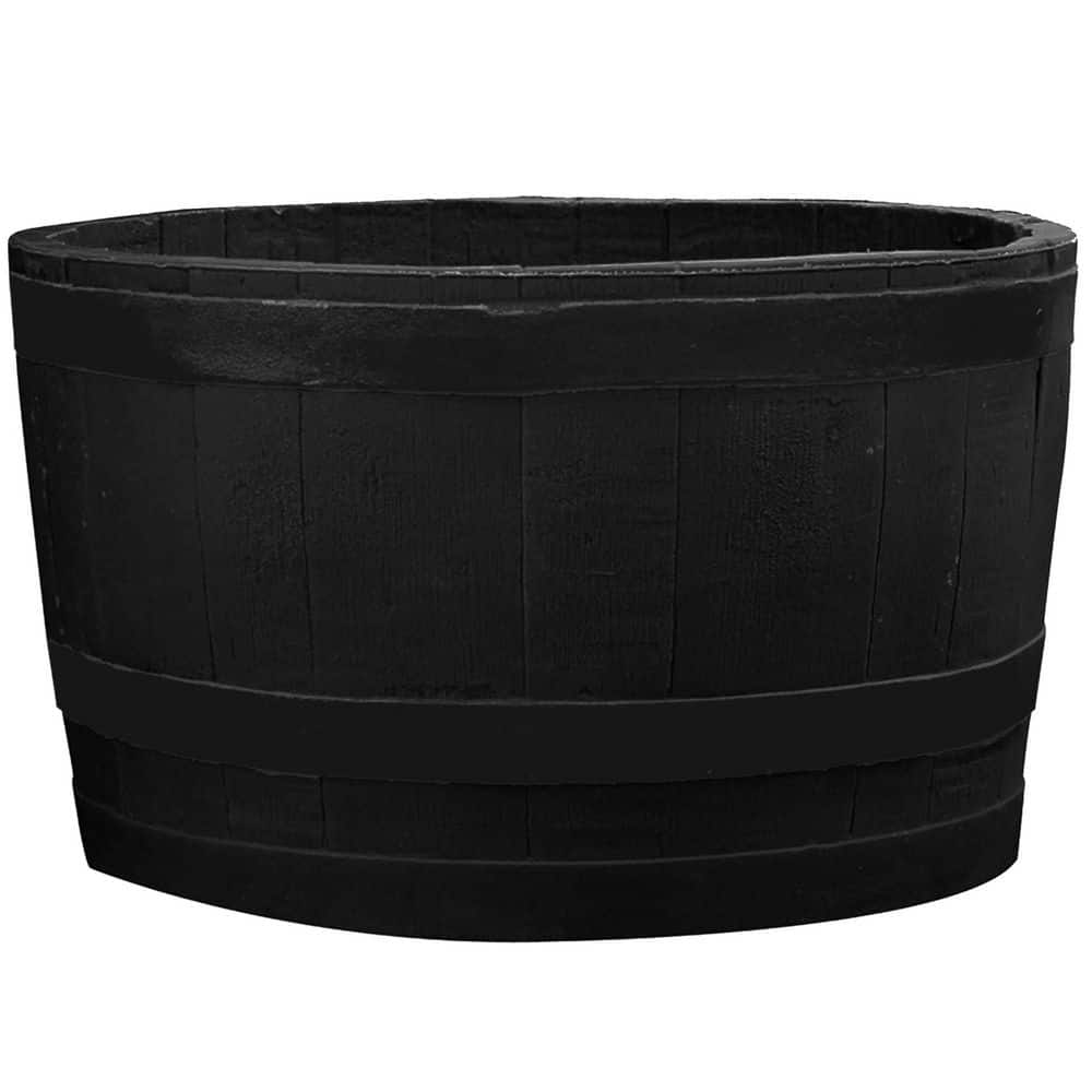 24 in. Dia x 14 in. H Black Plastic Half Barrel - Hercitys