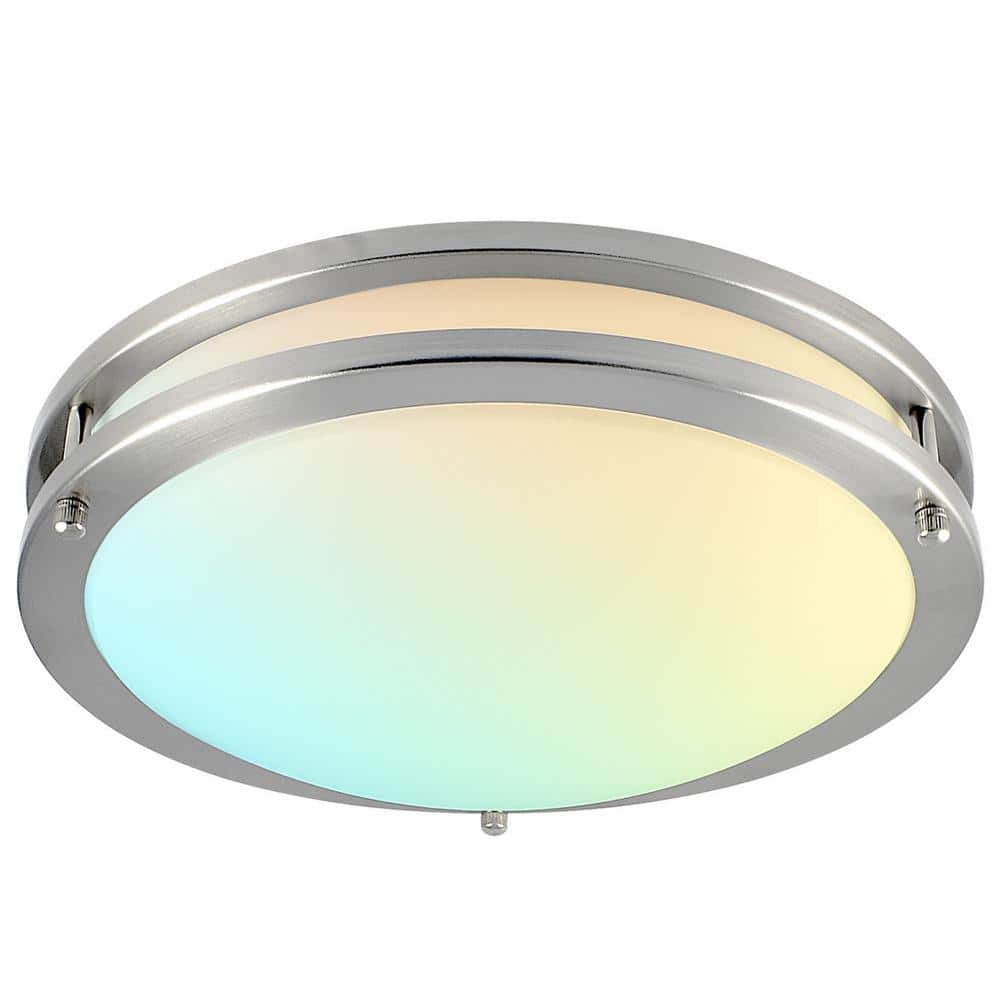 12 in. 5 Color Selectable LED 2700K/3000K/3500K/4000K/5000K Flush Mount Dimmable Fixture 14-Watt 1120 Lumens ETL Listed - Hercitys