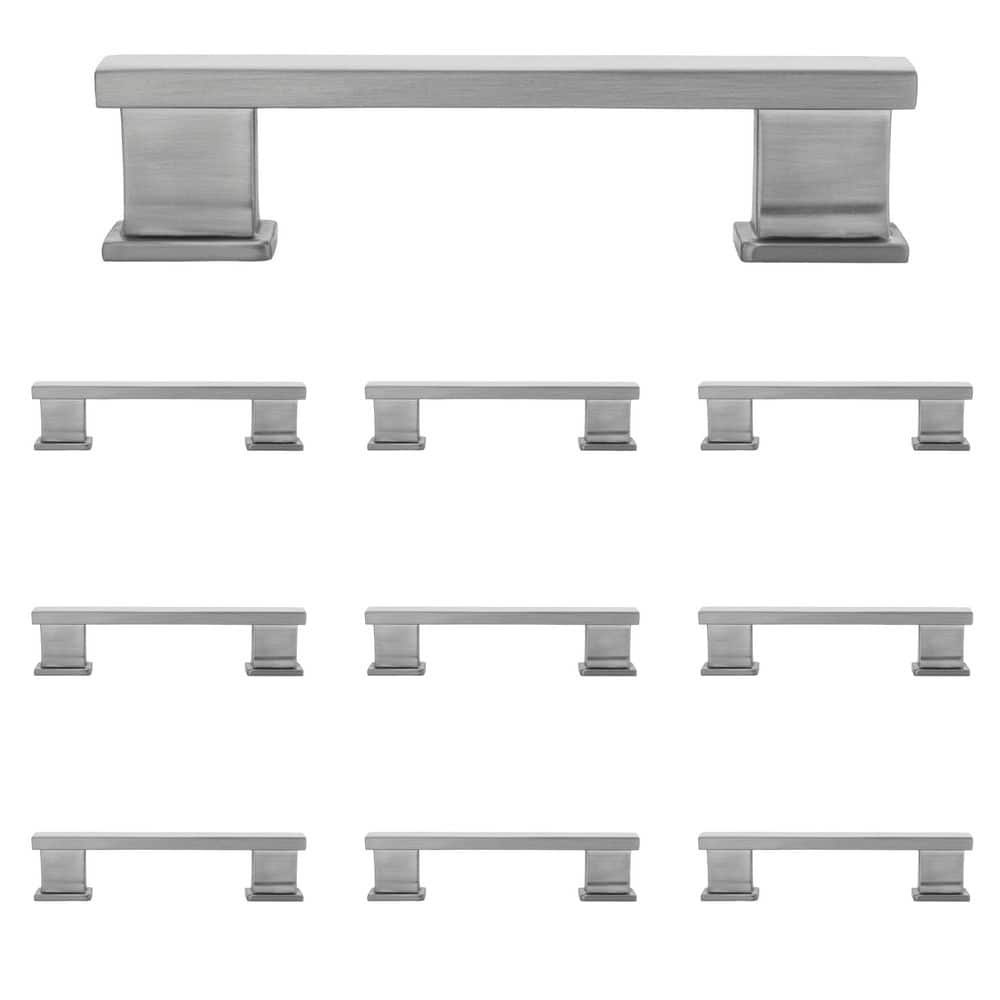 10-Pack High Desert 3-1/2 in. (89 mm) Center-to-Center Classic Satin Nickel Bar Drawer Pull - Hercitys
