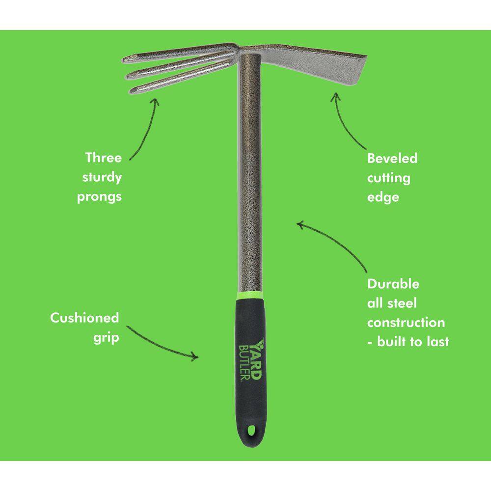 15 in. 3-Tines Dual-Head Hand Cultivator Tiller - Hercitys