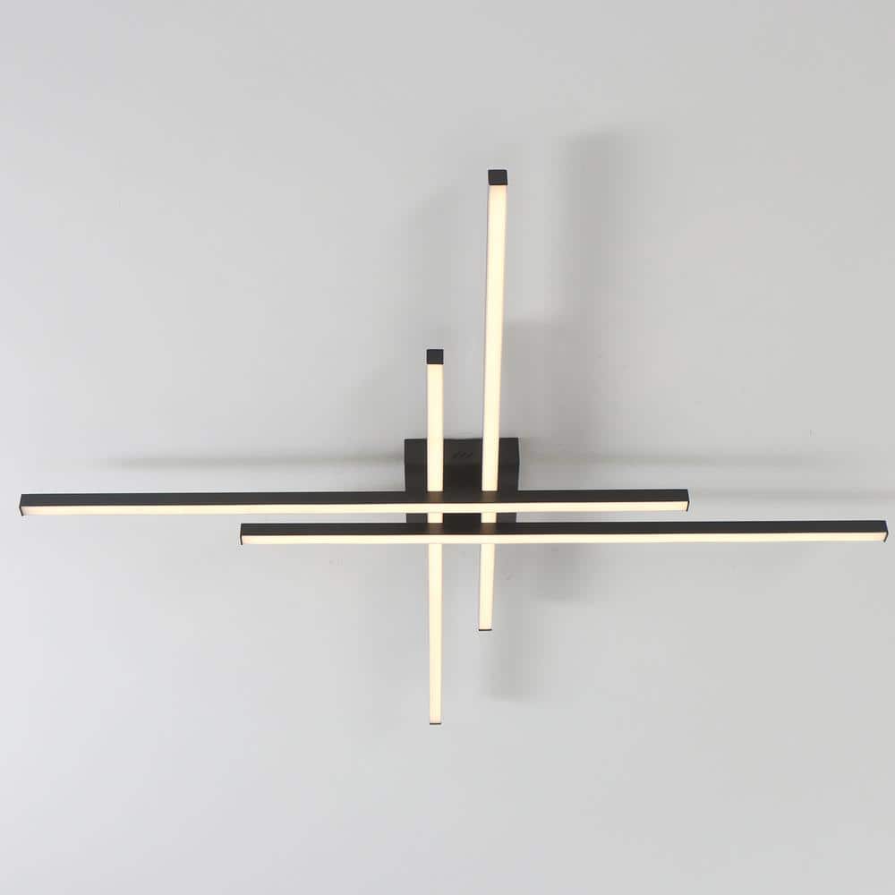 45.3 in. Modern Linear Black Integrated LED Dimmable Flush Mount for Living Dining Room - Hercitys