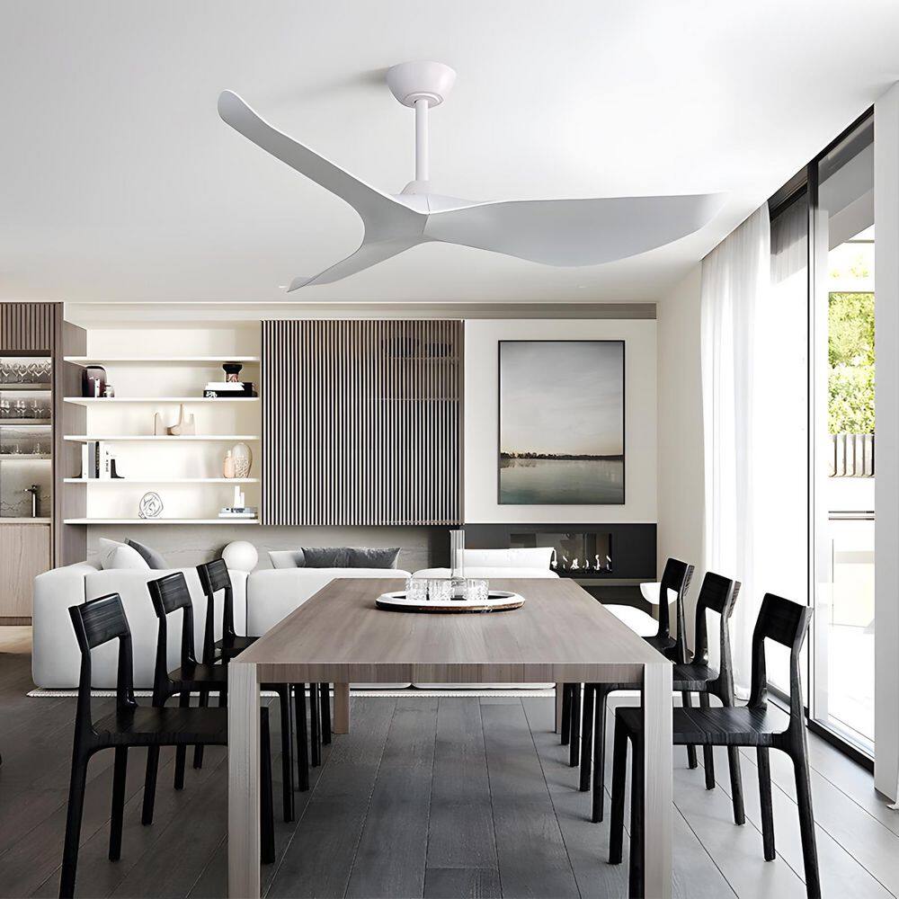 38 in. Indoor/Outdoor Modern White Ceiling Fan with 3 ABS Blade and Remote Control - Hercitys
