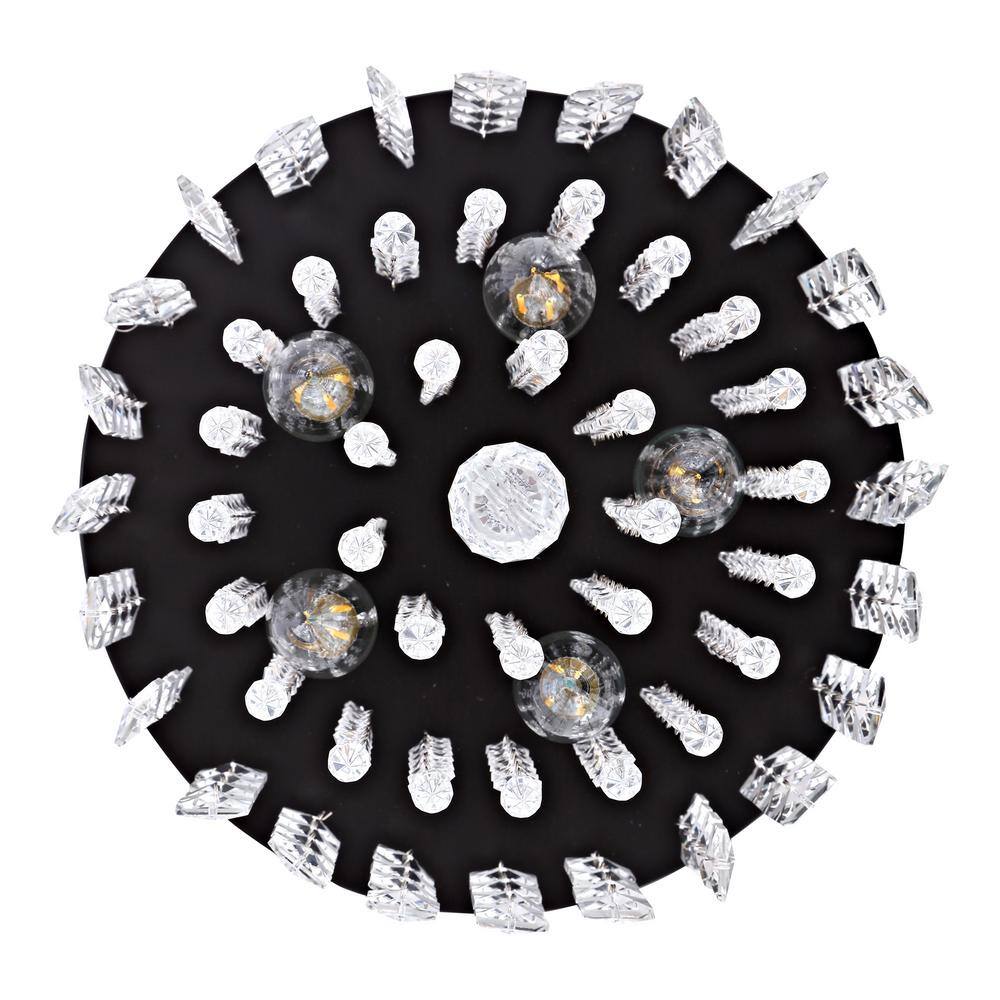 11 in. 5-Light Oil Rubbed Bronze Flush Mount Chandelier with Clear K9 Crystals - Hercitys