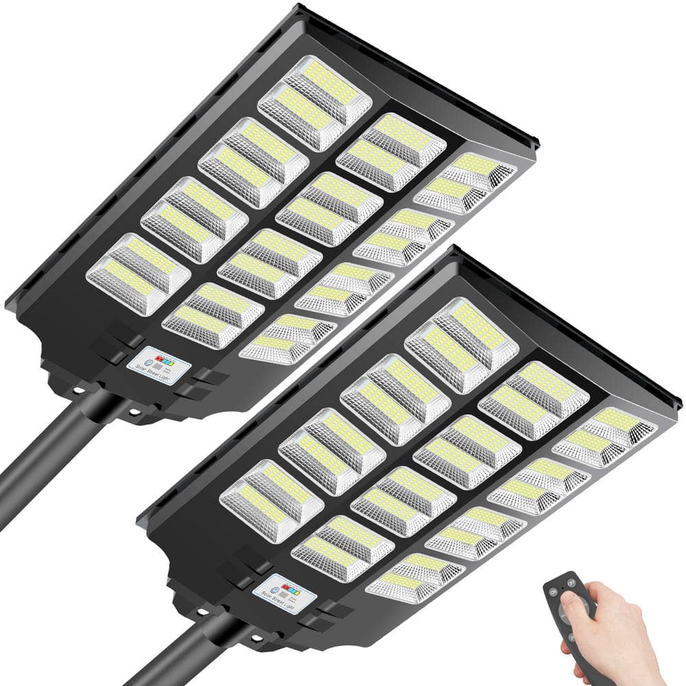 300,000 Lumens 3600-Watt 240-Degree Black Motion Sensing Dusk to Dawn Integrated LED Flood Light (2-Pack) - Hercitys