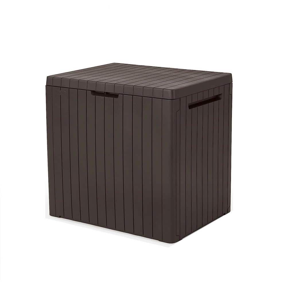 30 Gal. Resin Deck Box Brown for Patio Furniture, Storage for Outdoor Toys - Hercitys