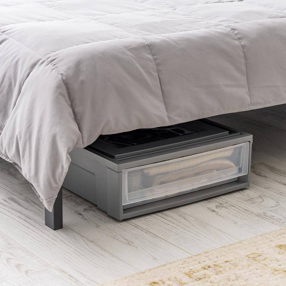 27.5 Qt./26.1 Gal. Under Bed Storage with Pullout Drawer, Gray - Hercitys