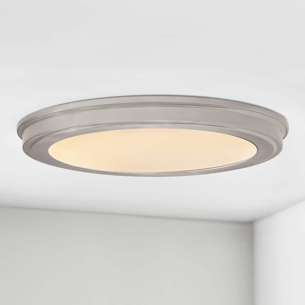 15 in. Brushed Nickel 5-CCT LED Round Flush Mount, Low Profile Ceiling Light (2-Pack) - Hercitys