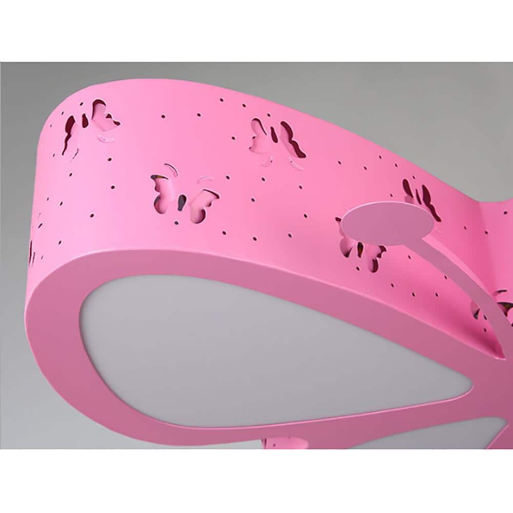 19.7 in. Pink Creative Butterfly Lighting Flush Mount Ceiling Light with Acrylic Shade and Integrated LED Light Included - Hercitys