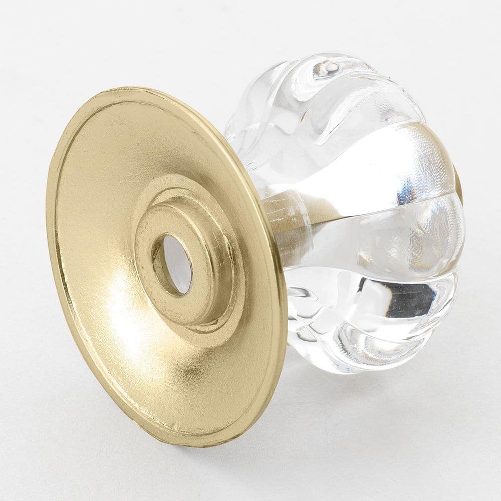 1-1/4 in. Satin Gold Crystal Acrylic Melon Cabinet Drawer Knobs with Backplate (10-Pack) - Hercitys