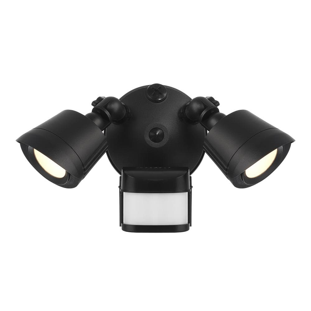 22-Watt equivalent 1500 Lumen Black Motion Sensing Integrated LED Double Flood Light - Hercitys