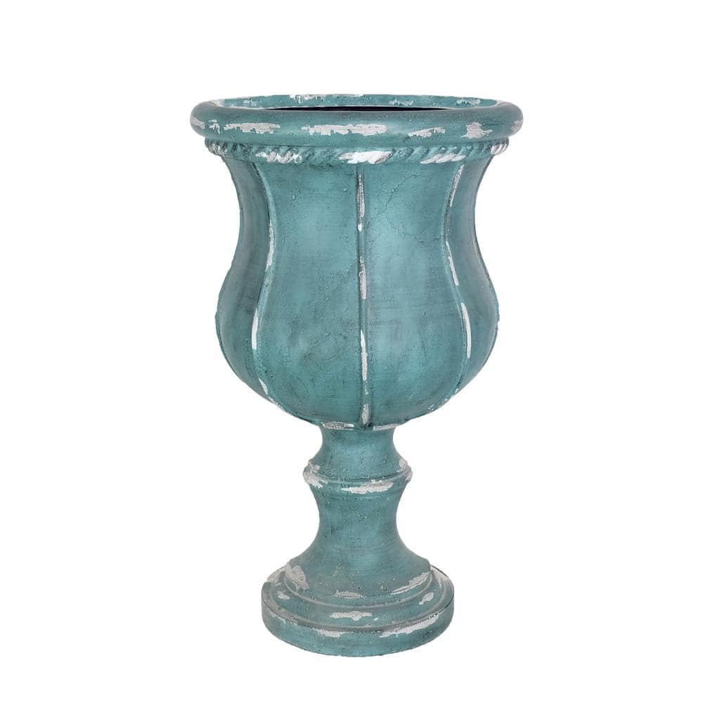 26.5 in. H. Chipped-Off French Blue Cast Stone Fiberglass Entrance Urn - Hercitys