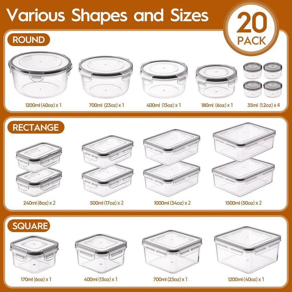 20 Pack Airtight Food Storage Containers Set with Lids BPA-Free Leak-Proof Kitchen Organization Meal Prep Containers - Hercitys