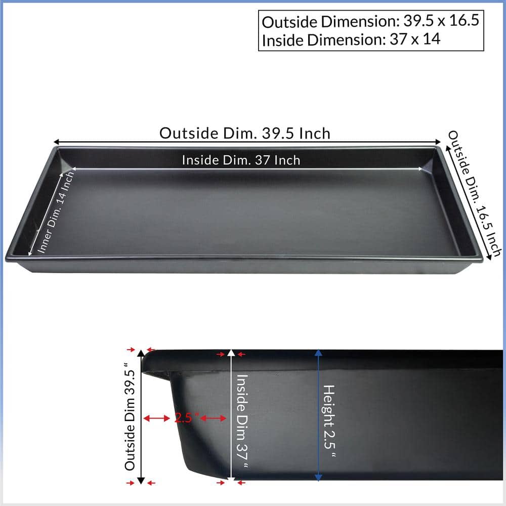 39.50 in. x 16.50 in. Heavy Duty Plastic HVAC Condensate Drain Pan with Drain Hose Adapter - Hercitys