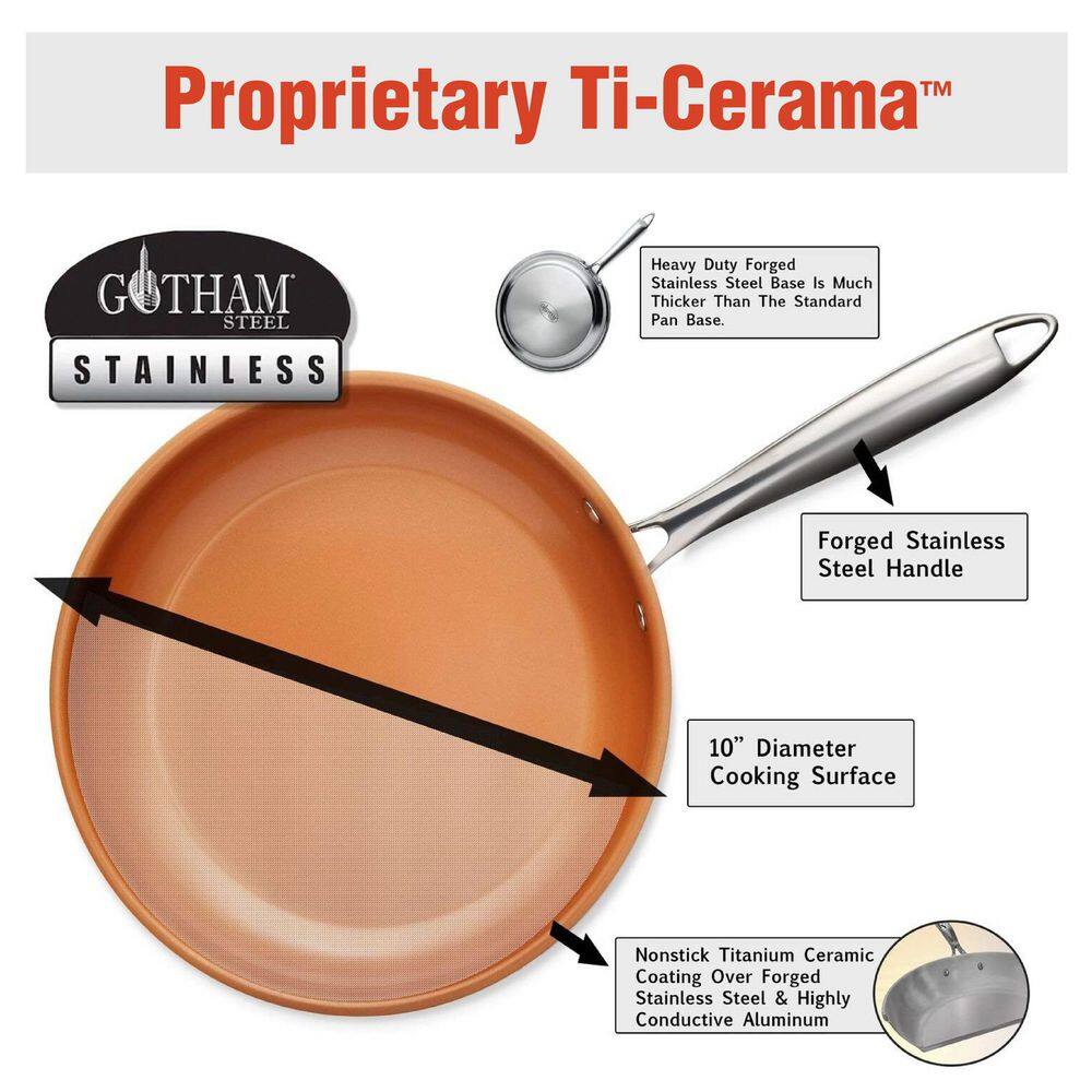 10-Piece Stainless Steel Ti-Cerama Non-Stick Premium Cookware Set with Lids - Hercitys
