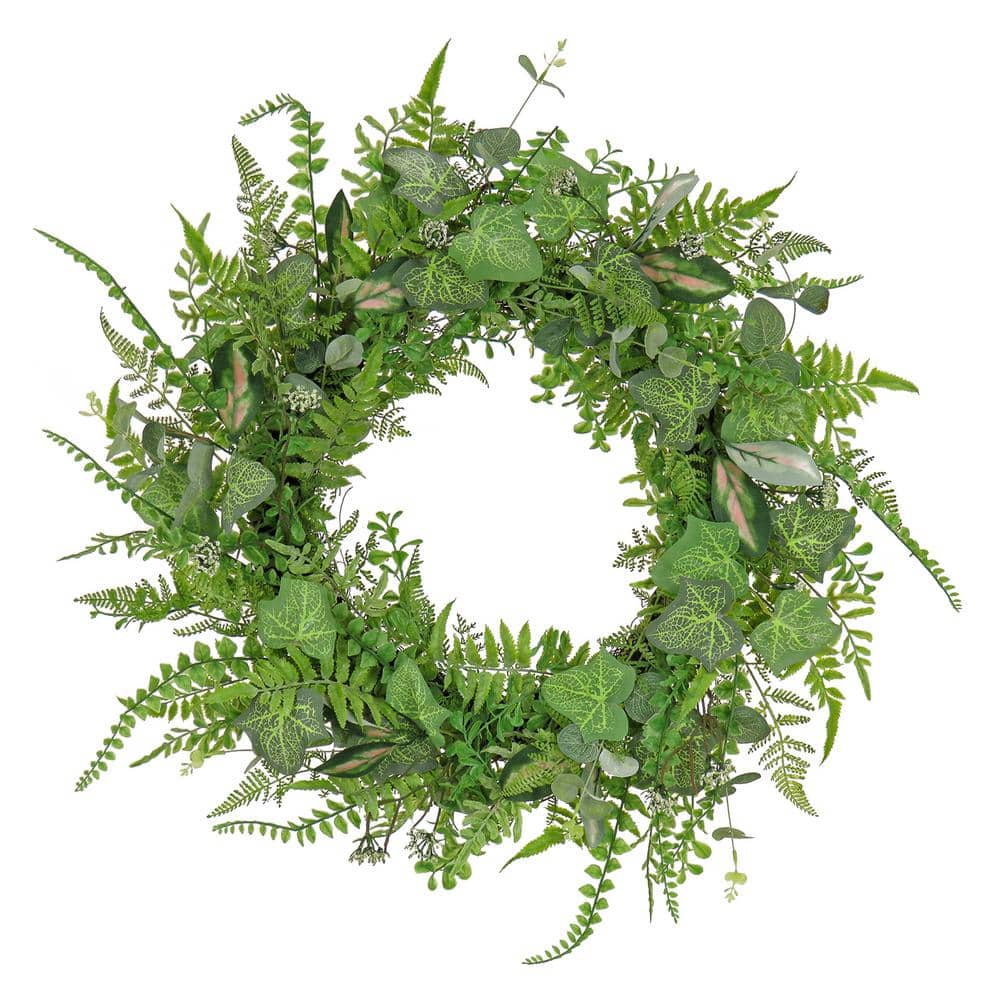 26 in. Mixed Leaf Greenery Wreath - Hercitys