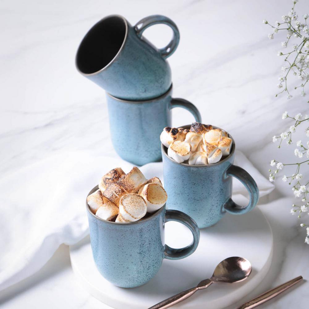 11.16 oz. Breeze Light Blue Stoneware Coup Mug (Set of 4) - Hercitys