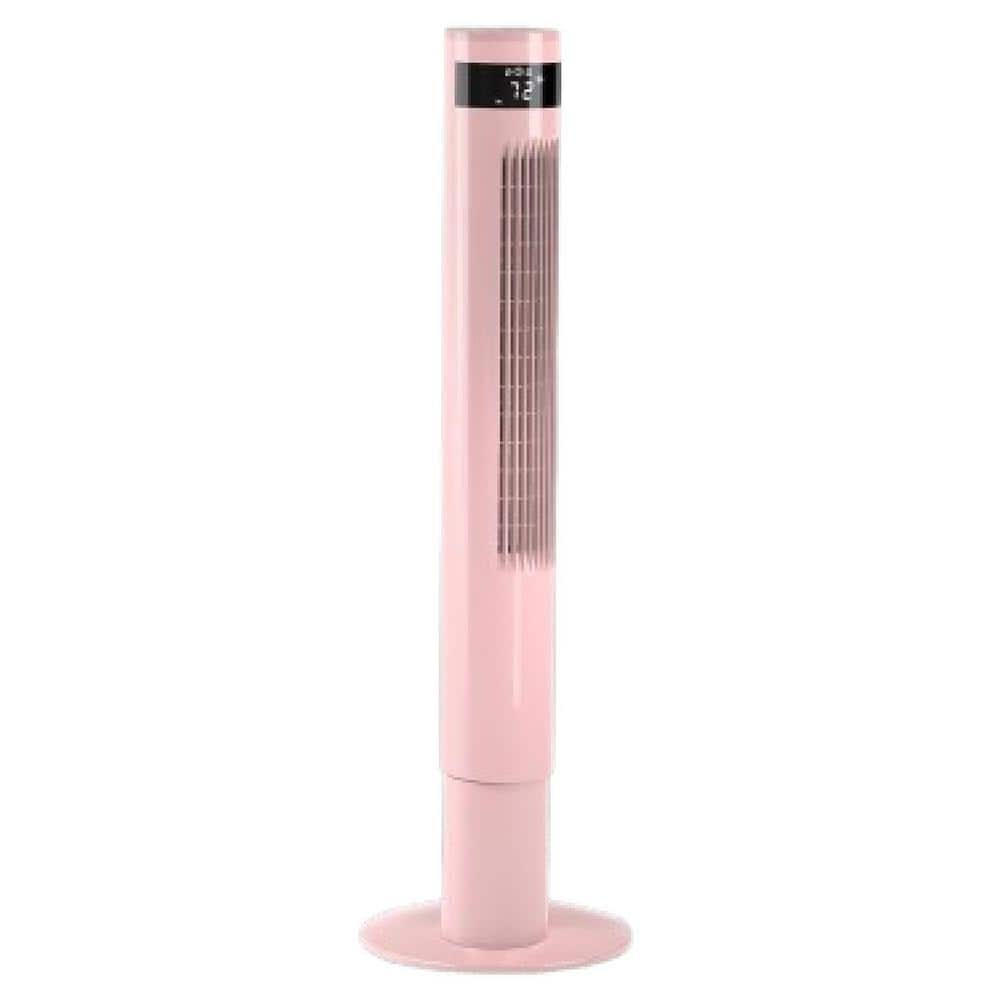 35 in. 3-Fan Speeds Tower Fan in Pink Finish with Remote Control LED Display Oscillation Portable Floor Bladeless Fan - Hercitys
