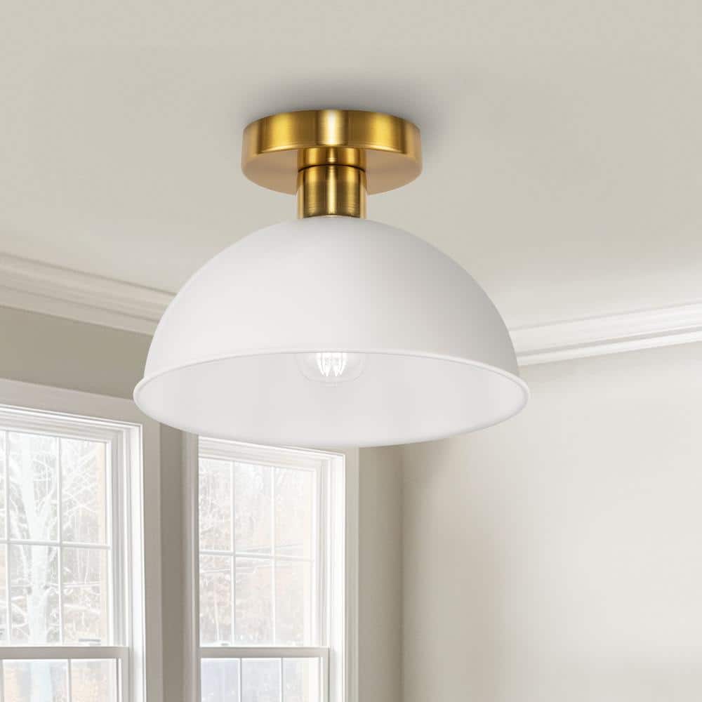10 in. 1-Light White Semi-Flush Mount for Foyer, Kitchen, E26 Base, No Bulbs Included (2-Pack) - Hercitys