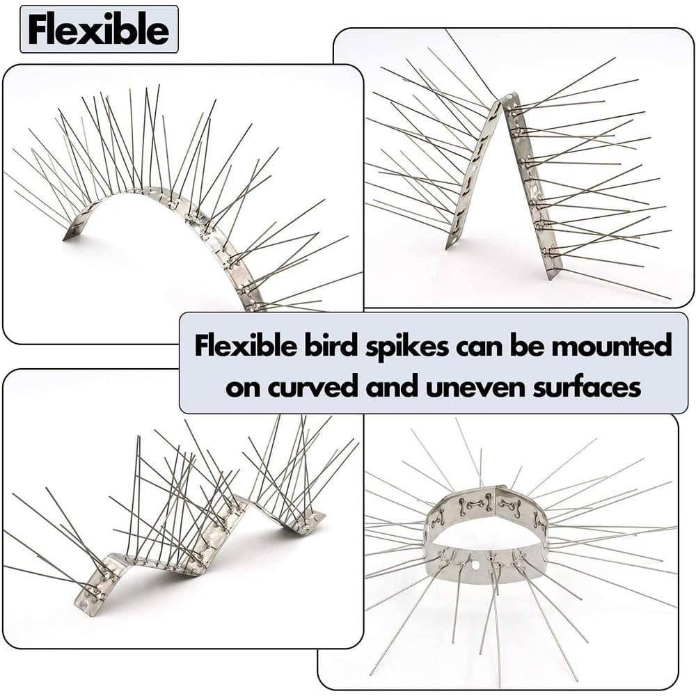 11.5 ft. Stainless Steel Bird Spikes or Pigeon and Small Birds Squirrel Raccoon Cats Crow Defender Spikes for Outside - Hercitys