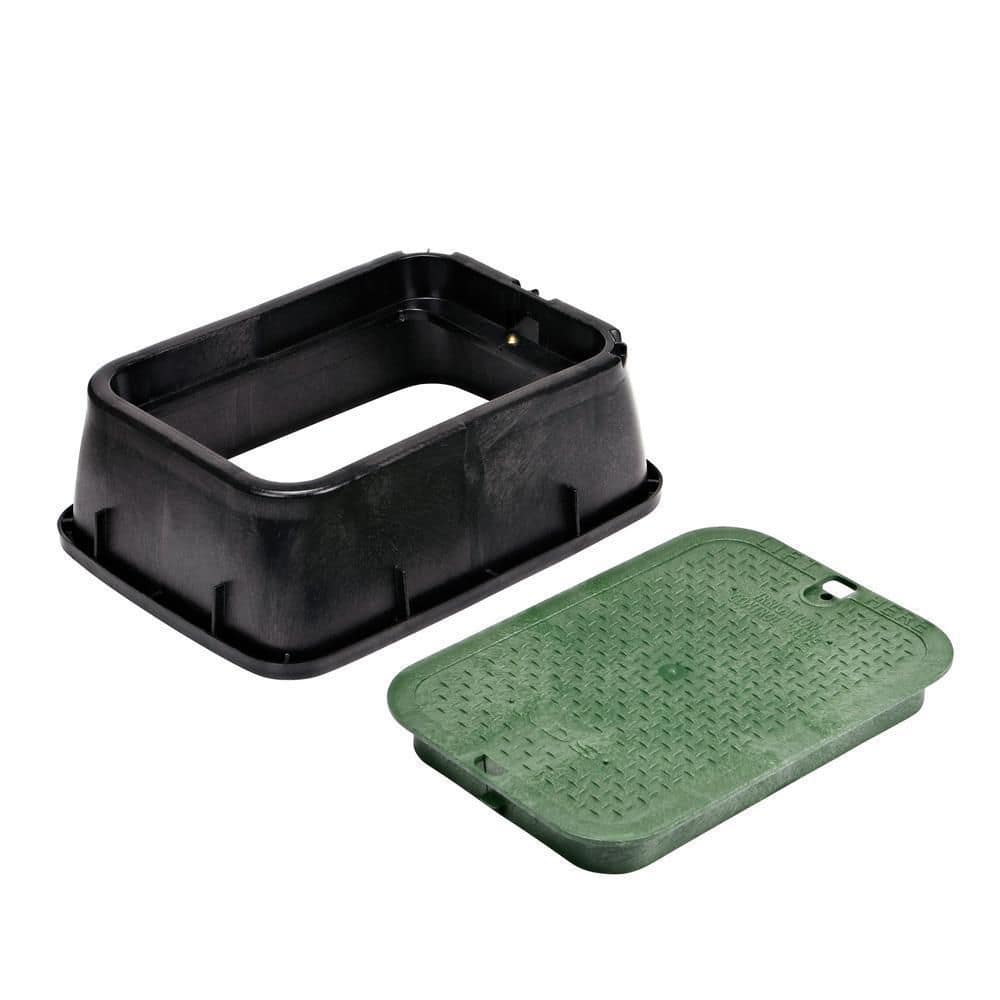14 in. X 19 in. Rectangular Valve Box Extension and Cover, Black Extension, Green ICV Cover - Hercitys