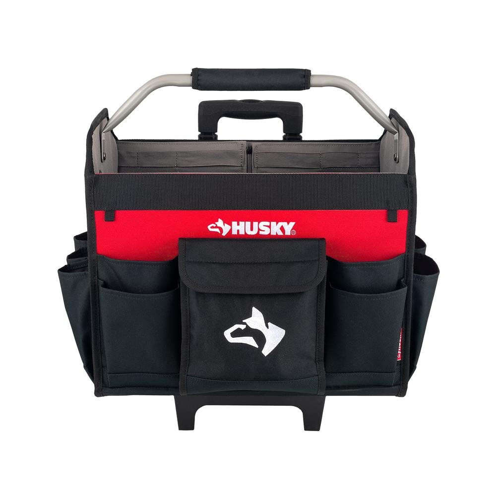 18 in. Rolling Open Tote Tool Bag with Extended Handle - Hercitys