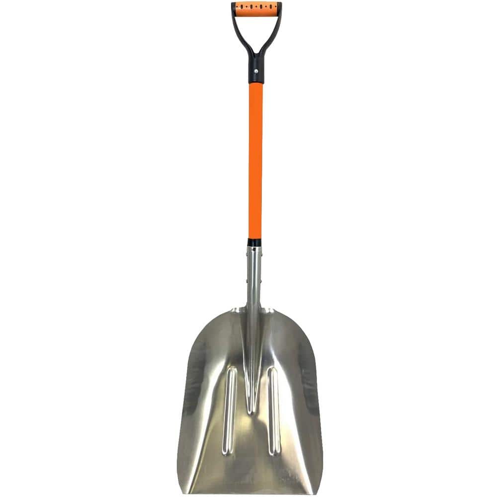 48 in. L Durable Fiberglass Handle Large Head Aluminum Scoop Shovel, Ashman Snow Shovel Aluminum (1-Pack) - Hercitys
